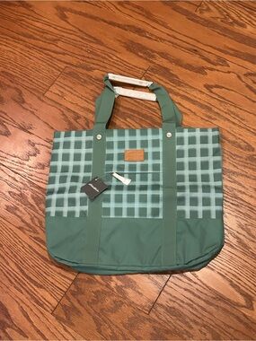 NWT Oversized Eddie Bauer Green Textured Fabric Tote - Light Spruce Green